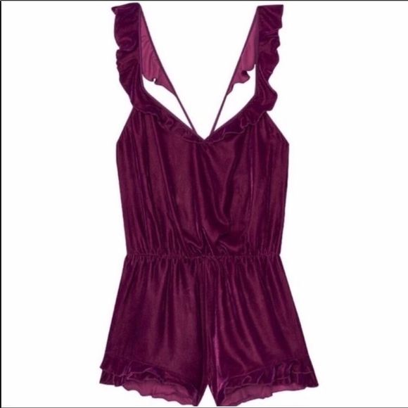 Victoria’s Secret Velvet ruffle Romper medium - Picture 3 of 6
